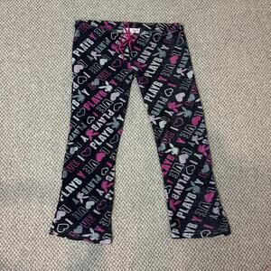 Cute vintage y2k playboy ultra low rise black & pink logo pants